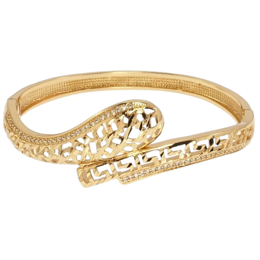 Браслет Xuping Позолота 18K Різьблений грецький орнамент з цирконієм ø 6см фото №1 Браслет Xuping Позолота 18K Різьблений грецький орнамент з цирконієм ø 6см фото №1