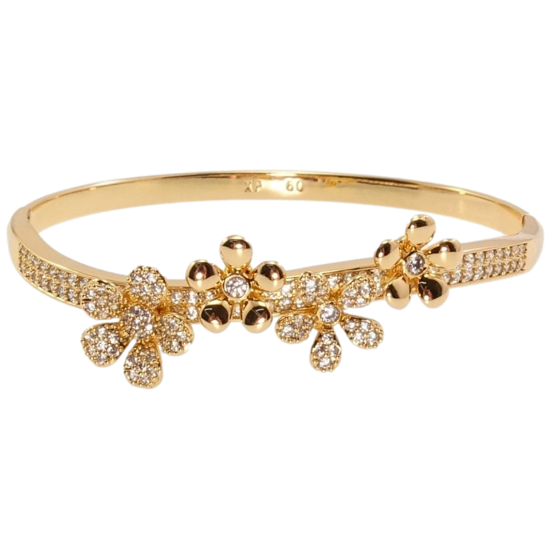 Браслет Xuping Позолота 18K Цветочный орнамент с цирконием ø 6см фото №1