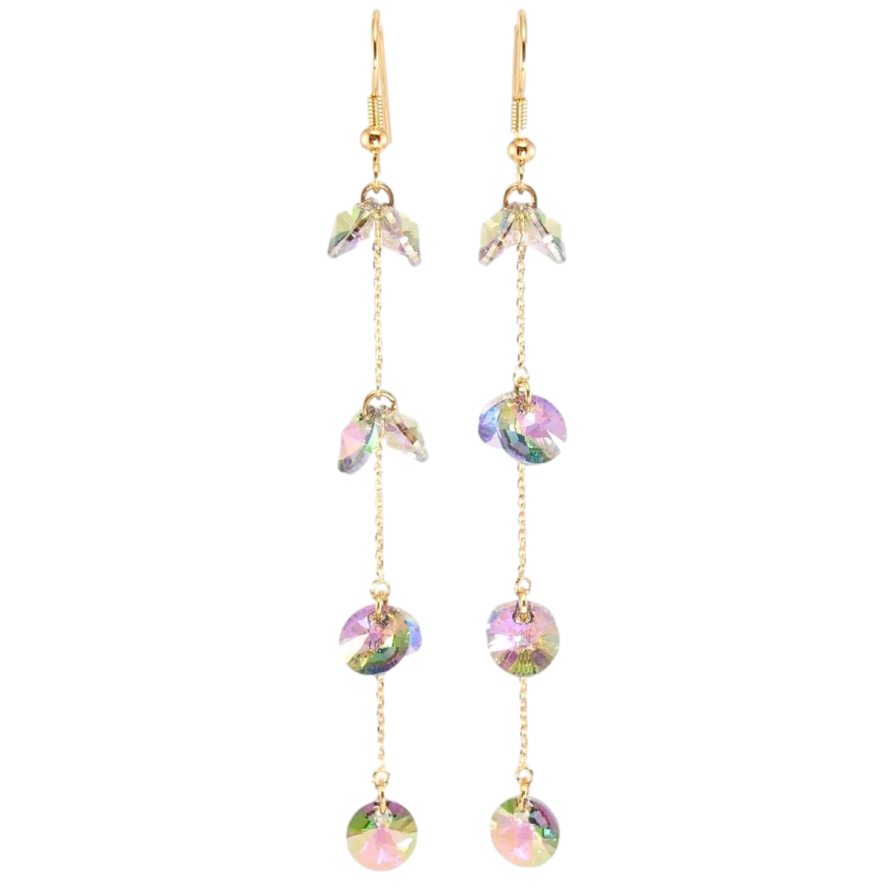 Сережки Xuping колір 18K з кристалами Swarovski французький замок Кристали Vitrail Light на ланцюжку фото №1