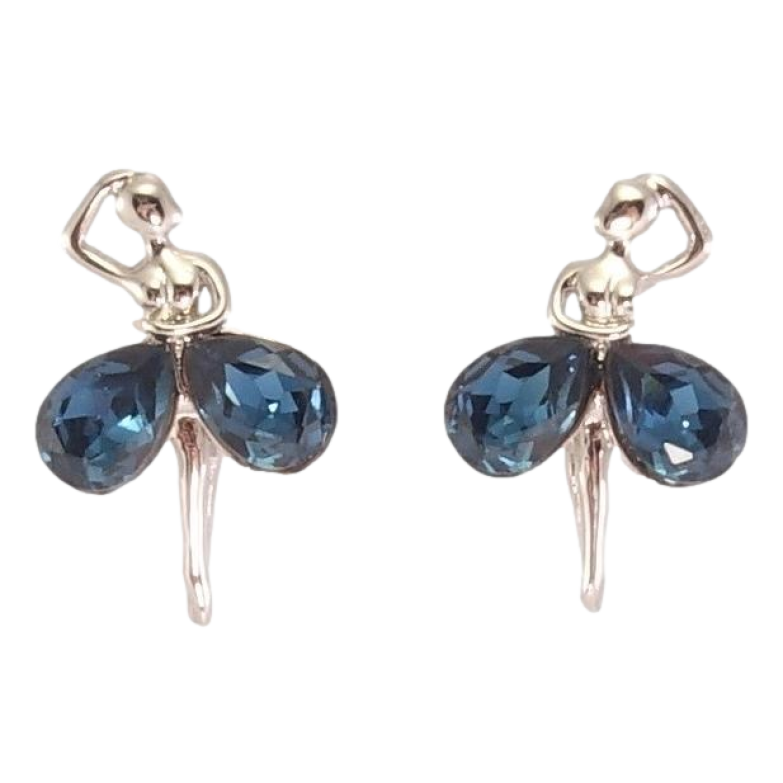 Серьги Xuping цвет Родий с кристаллами Swarovski пусеты Танцовщицы с кристаллами Montana фото №1