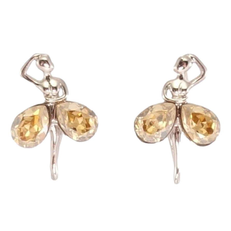 Сережки Xuping колір Родій з кристалами Swarovski пусети Танцівниці з кристалами Golden Shadow фото №1 Сережки Xuping колір Родій з кристалами Swarovski пусети Танцівниці з кристалами Golden Shadow фото №1