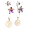 Сережки Xuping колір Родій з кристалами Swarovski пусети-джекети Зірочки Paradise Shine з перлинами фото №2 Сережки Xuping колір Родій з кристалами Swarovski пусети-джекети Зірочки Paradise Shine з перлинами фото №2