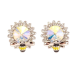 Сережки Xuping колір Родій з кристалами Swarovski пусети "Квіточки з кристалом АВ та бджолою" фото №2