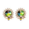 Серьги Xuping цвет Родий с кристаллами Swarovski пусеты "Цветочки с кристаллом Vitrail Medium и пчелой" фото №2 Серьги Xuping цвет Родий с кристаллами Swarovski пусеты "Цветочки с кристаллом Vitrail Medium и пчелой" фото №2