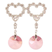 Серьги Xuping цвет Родий с кристаллами Swarovski пусеты "Сердечки с подвеской кристалл Amethyst" фото №2