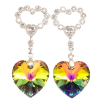 Сережки Xuping колір Родій з кристалами Swarovski пусети "Сердечка з підвіскою кристал Vitrail Medium" фото №2