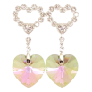 Серьги Xuping цвет Родий с кристаллами Swarovski пусеты "Сердечки с подвеской кристалл Vitrail Light" фото №2