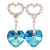 Серьги Xuping цвет Родий с кристаллами Swarovski пусеты "Сердечки с подвеской кристалл Capri Blue" фото №2