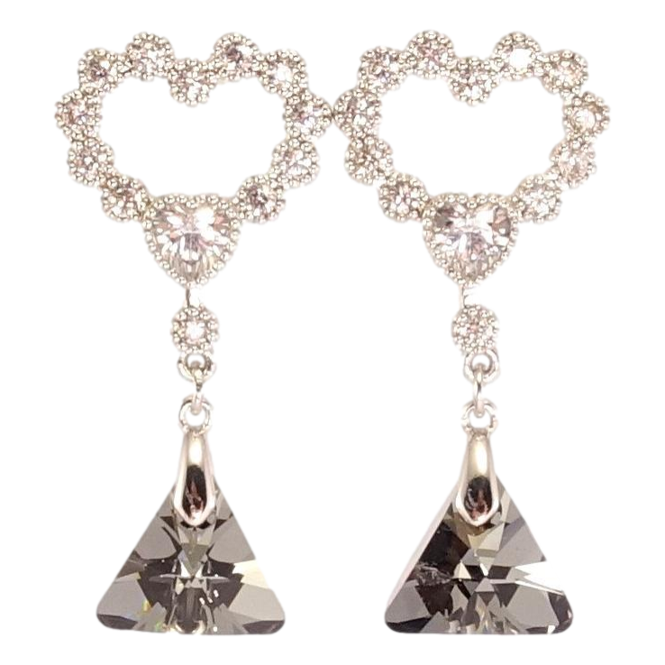 Серьги Xuping цвет Родий с кристаллами Swarovski пусеты Сердечки с подвеской кристалл Silver Night фото №25 Серьги Xuping цвет Родий с кристаллами Swarovski пусеты Сердечки с подвеской кристалл Silver Night фото №25