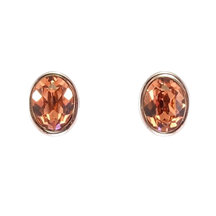 Серьги Xuping цвет Родий с кристаллами Swarovski пусеты Кристальные овалы Blush Rose фото №11