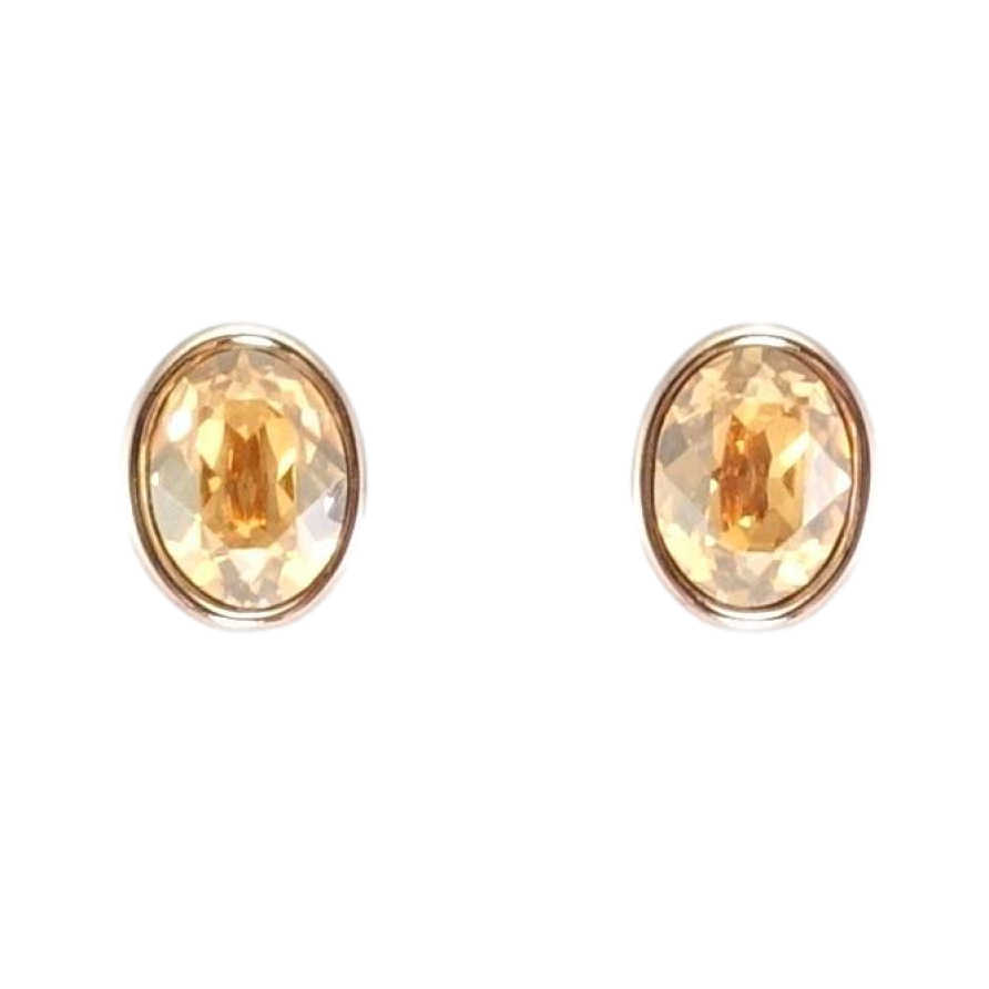 Серьги Xuping цвет Родий с кристаллами Swarovski пусеты Овальные кристаллы Light Topaz фото №1