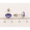 Серьги Xuping цвет Родий с кристаллами Swarovski пусеты Овальные кристаллы Tanzanite фото №2