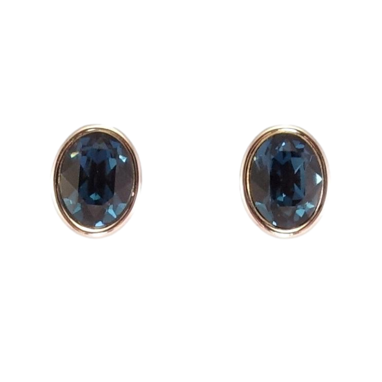 Сережки Xuping колір Родій з кристалами Swarovski пусети Овальні кристали Montana фото №1