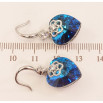 Сережки Xuping колір Родій з кристалами Swarovski французький замок Сердечка Capri Blue з квітковою накладкою фото №3