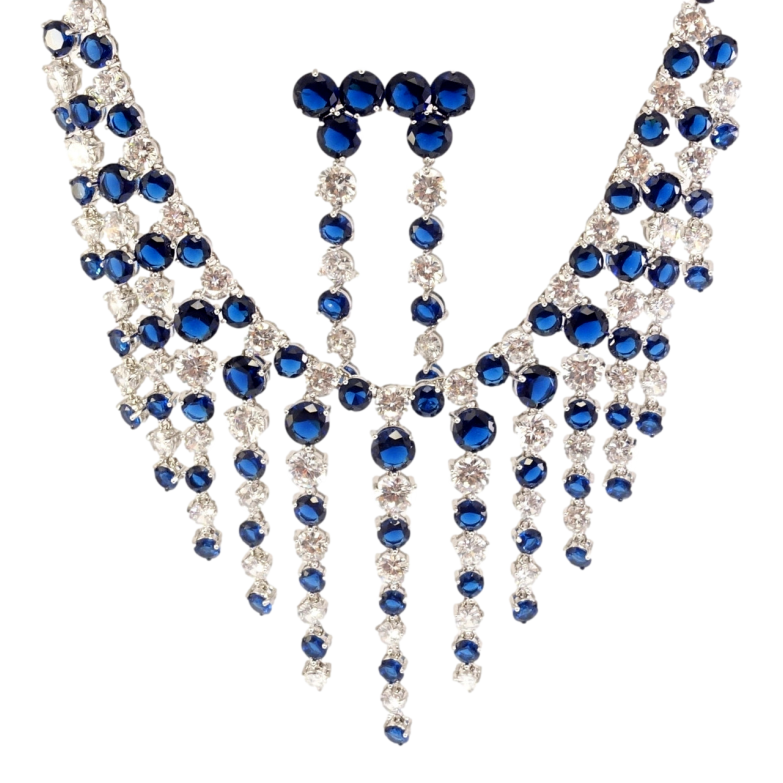 Набор Xuping Родий Серьги Колье Кристальный шик размер 42см х 7мм фото №1