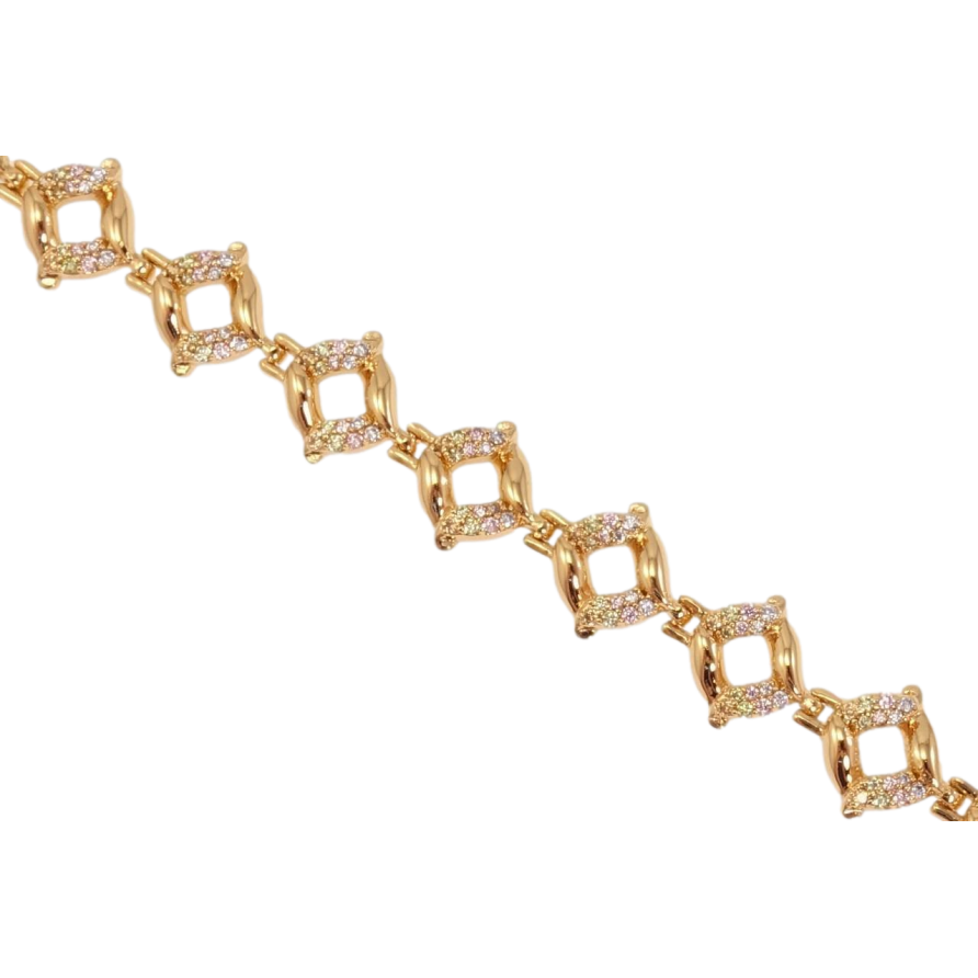 Браслет Xuping Позолота 18K Декоративні колечки з кольоровим цирконієм довжина з дод. замком 17,19см х 11мм фото №1