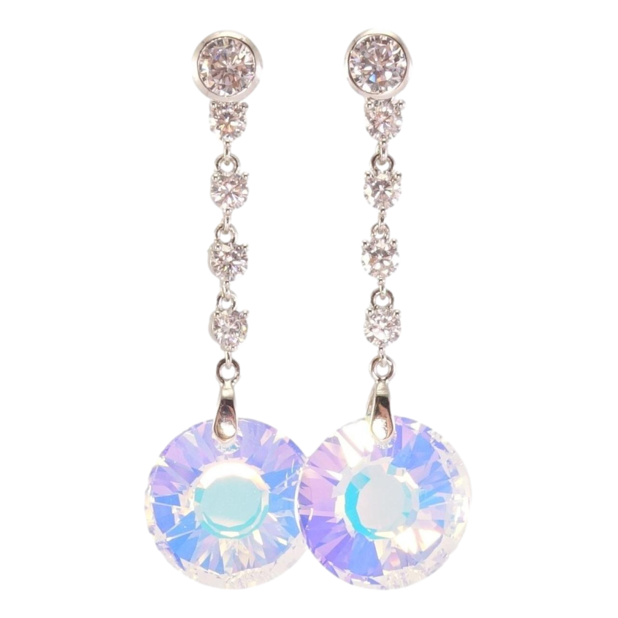 Серьги Xuping цвет Родий с кристаллами Swarovski пусеты Кристаллы Shimmer фото №1