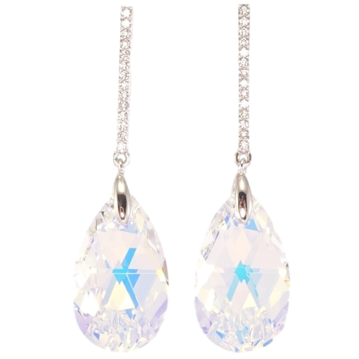 Сережки Xuping колір Родій з кристалами Swarovski пусети Кристал Shimmer з доріжкою фото №22