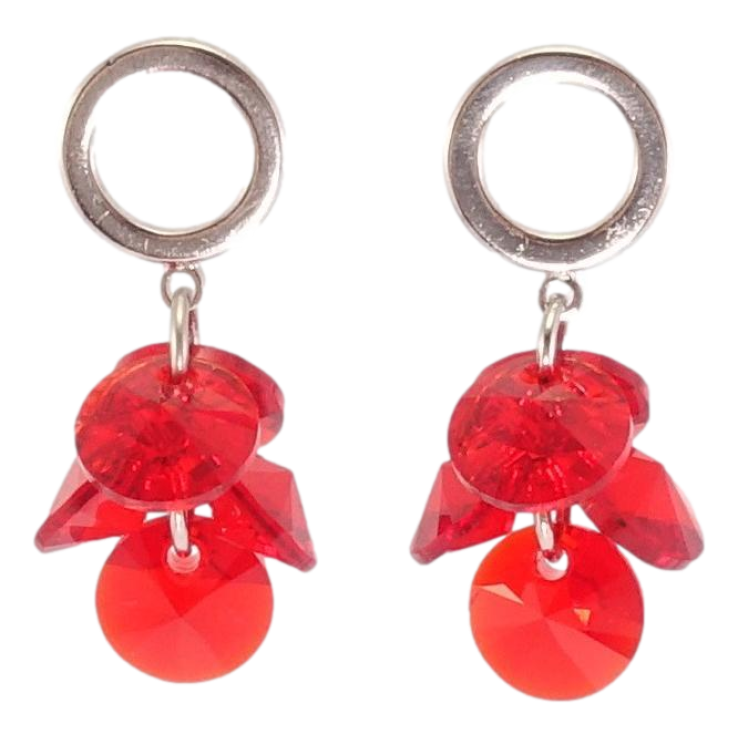 Сережки Xuping колір Родій з кристалами Swarovski пусети Кристали Light Siam на колечках фото №17