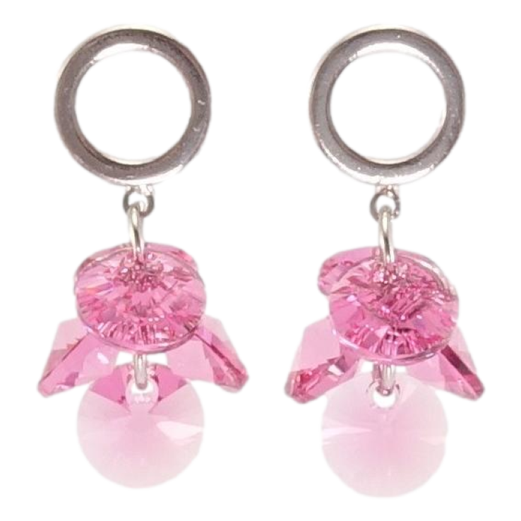 Сережки Xuping колір Родій з кристалами Swarovski пусети Кристали Rose на колечках фото №16