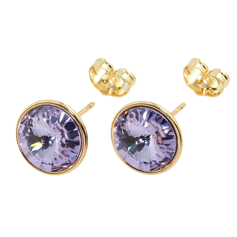 Серьги Xuping цвет 18K с кристаллами Swarovski пусеты Кристаллы Tanzanite в ободковой оправе ø 12мм фото №1