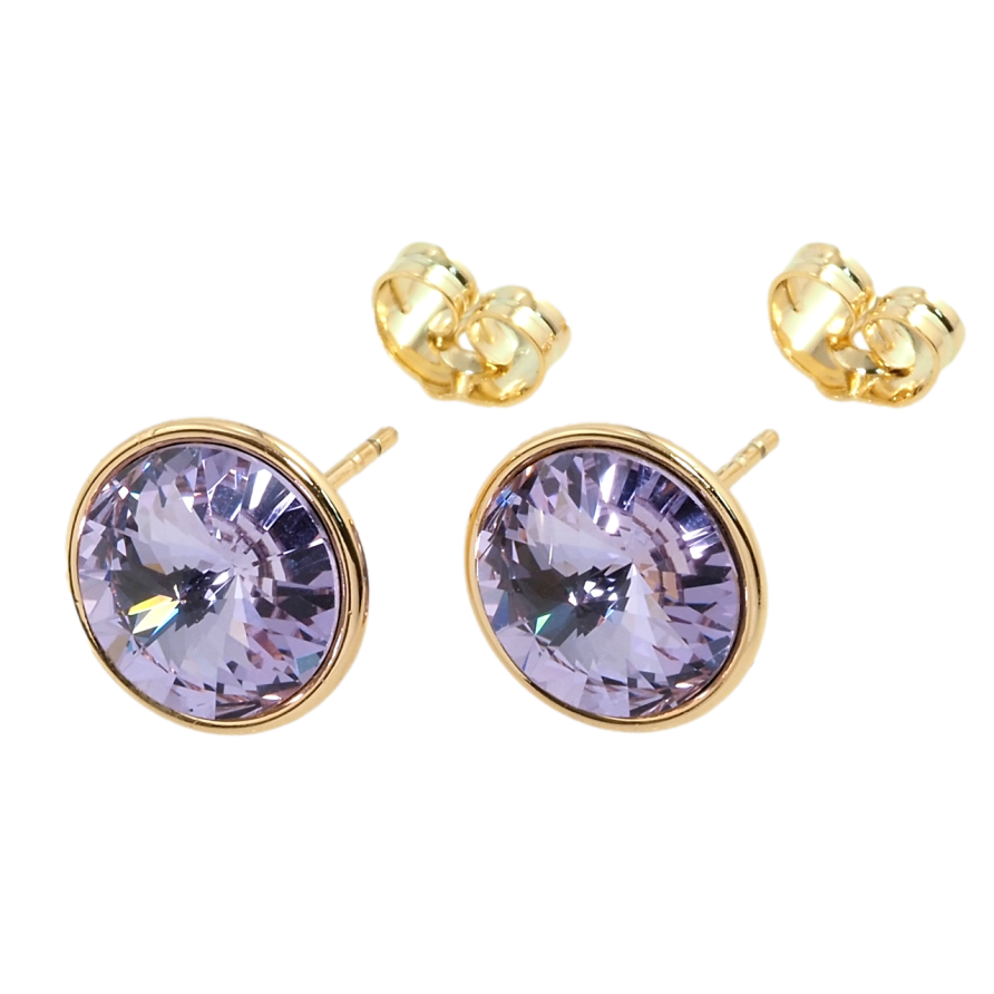 Серьги Xuping цвет 18K с кристаллами Swarovski пусеты Кристаллы Tanzanite в ободковой оправе ø 12мм фото №1