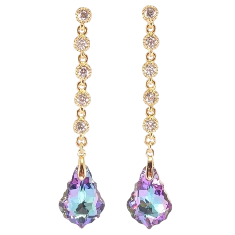 Серьги Xuping цвет 18K с кристаллами Swarovski пусеты Кристаллы Paradise Shine на дорожке фото №1