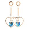 Серьги Xuping цвет РО с кристаллами Swarovski пусеты Сердечки с кристаллами Capri Blue фото №2