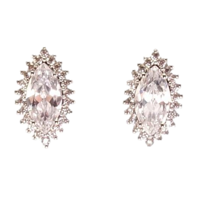 Сережки Xuping Родій пусети Кристал в ограновуванні Маркіз у променистому обрамленні цирконію фото №1