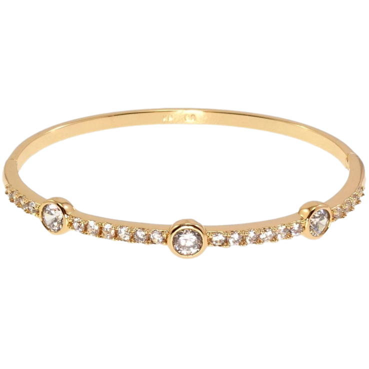 Браслет Xuping Позолота 18K Дорожка циркония с тремя фианитами ø 6см фото №7