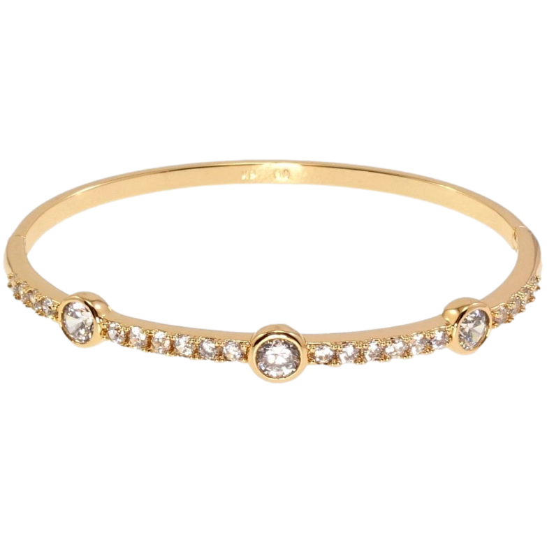 Браслет Xuping Позолота 18K Доріжка цирконію з трьома фіанітами ø 6см фото №1