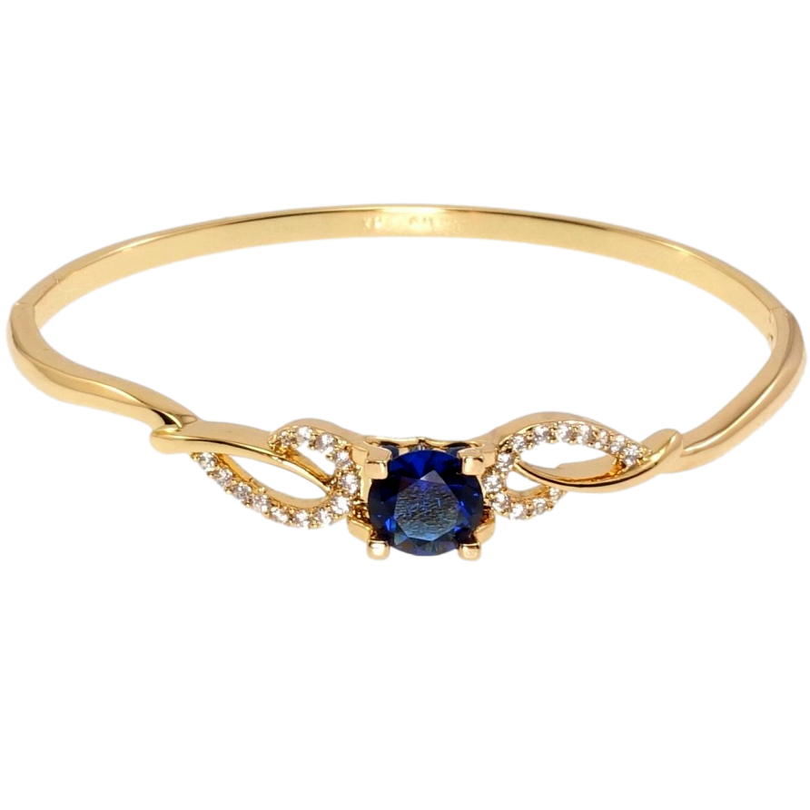 Браслет Xuping Позолота 18K Утонченный орнамент с синим кристаллом ø 6см фото №1