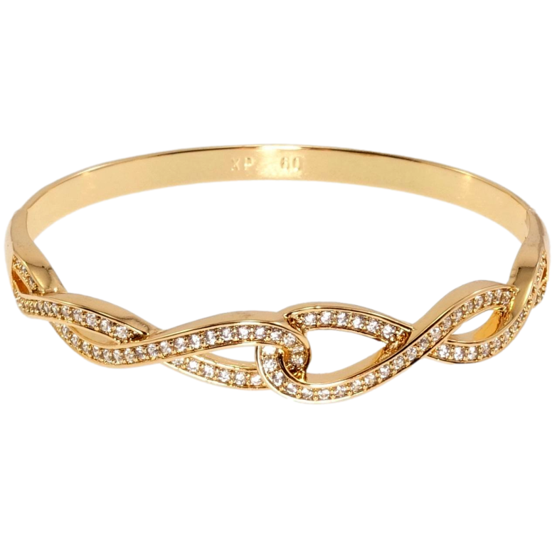 Браслет Xuping Позолота 18K Витонче сплетіння доріжок цирконію ø 6см фото №1