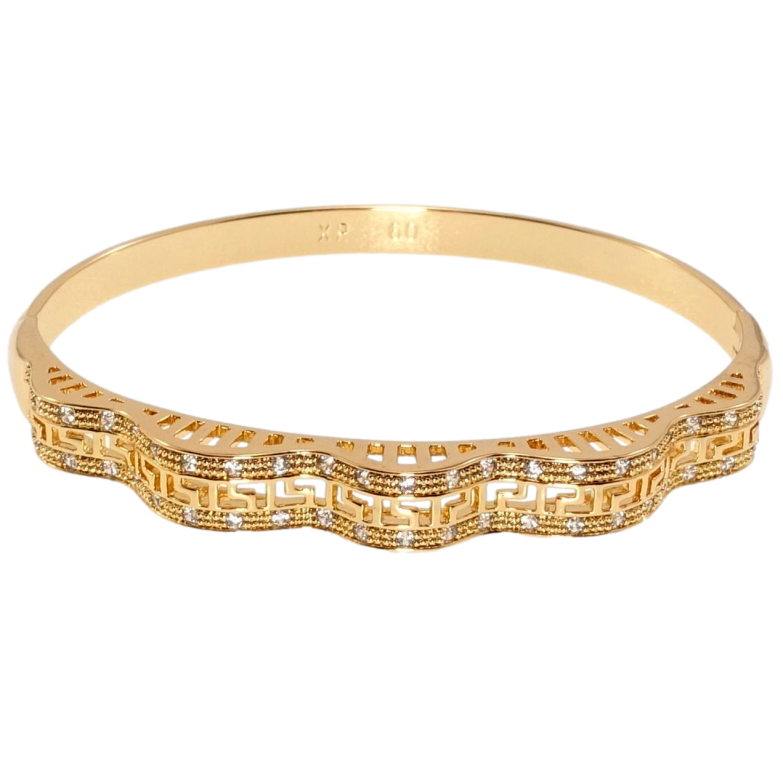 Браслет Xuping Позолота 18K Волнистая меандровая линия с вставками циркония ø 5,7см фото №1