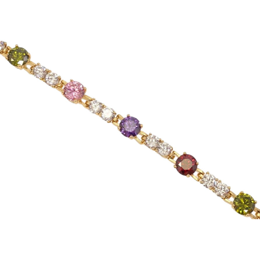 Браслет Xuping Позолота 18K Дорожка циркония с вставками цветных кристаллов длина с доп.замком 17,19см х фото №1 Браслет Xuping Позолота 18K Дорожка циркония с вставками цветных кристаллов длина с доп.замком 17,19см х фото №1