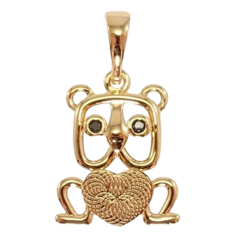 Кулон Xuping Позолота 18K Ведмідь з чорним цирконієм фото №1