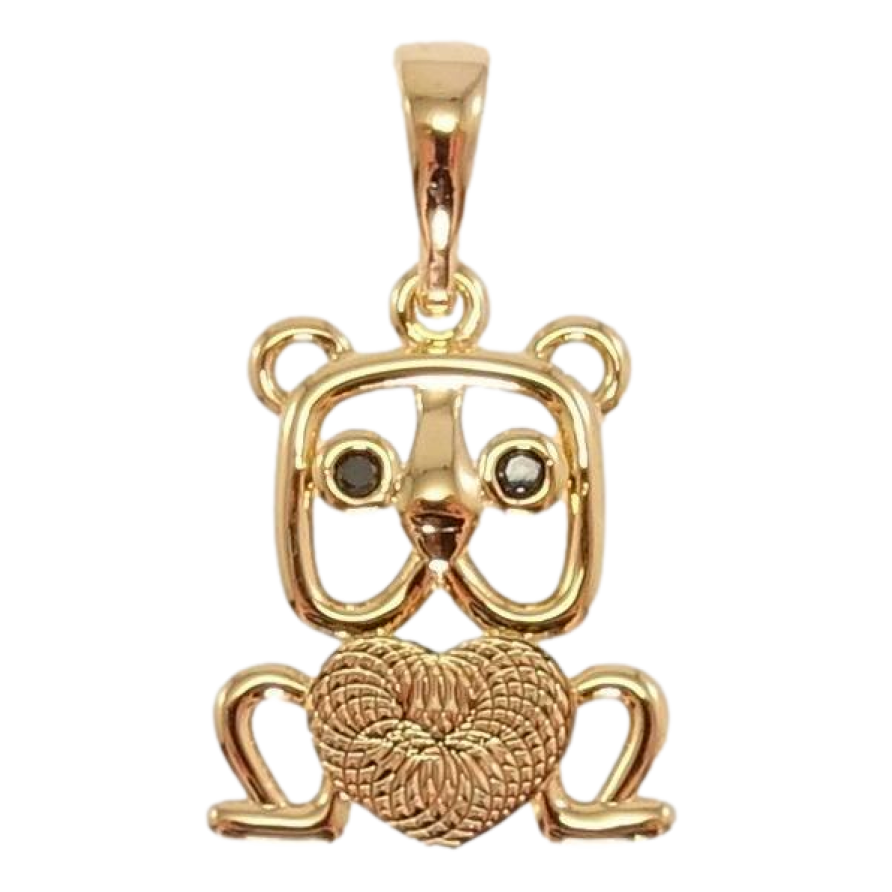 Кулон Xuping Позолота 18K Ведмідь з чорним цирконієм фото №1