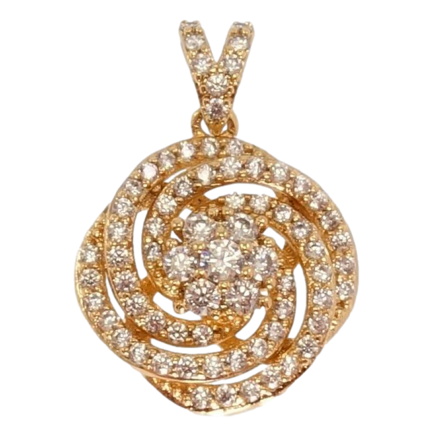 Кулон Xuping Позолота 18K Спіральний візерунок з квіточкою та інкрустація цирконій фото №1 Кулон Xuping Позолота 18K Спіральний візерунок з квіточкою та інкрустація цирконій фото №1