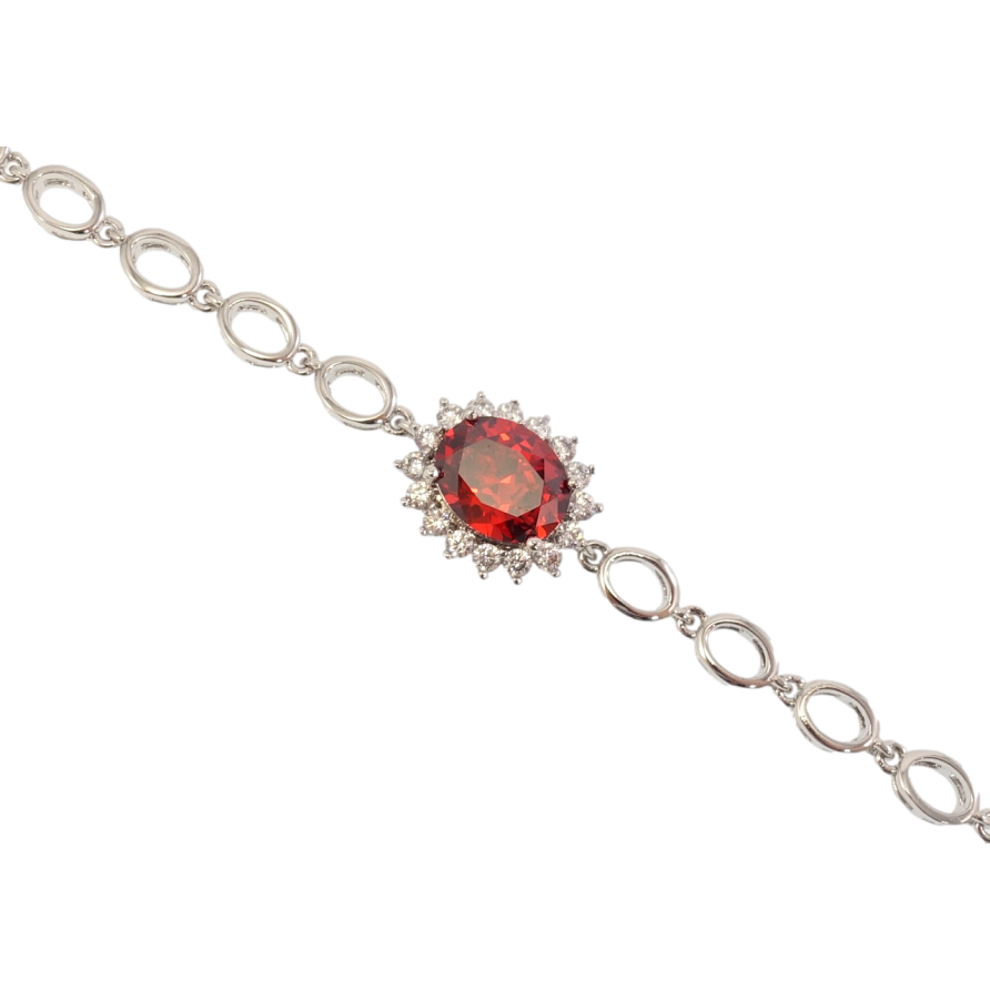 Браслет Xuping Родий Красный кристалл в лучистом обрамлении циркония длина с доп.замком 18,20см х 5-12мм фото №1 Браслет Xuping Родий Красный кристалл в лучистом обрамлении циркония длина с доп.замком 18,20см х 5-12мм фото №1