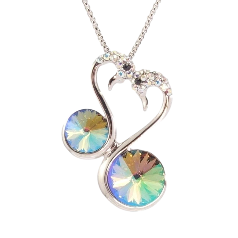 Кулон Xuping колір Родій з кр-ми Swarovski на ланцюжку Лебеді з кристалами довжина 40-45см х 1мм фото №1