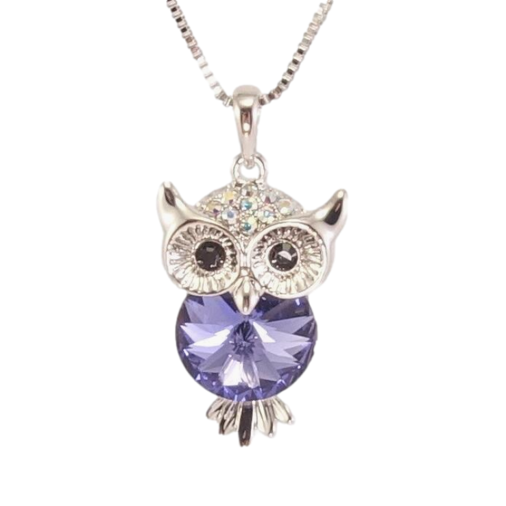 Кулон Xuping колір Родій з кр-ми Swarovski на ланцюжку Сова з кристалом Tanzanite довжина 38.5-43.5см х 1мм фото №10