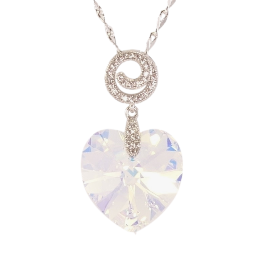 Кулон Xuping колір Родій з кр-ми Swarovski на ланцюжку Кристальне серце Shimmer довжина 39-44см х 2мм фото №1