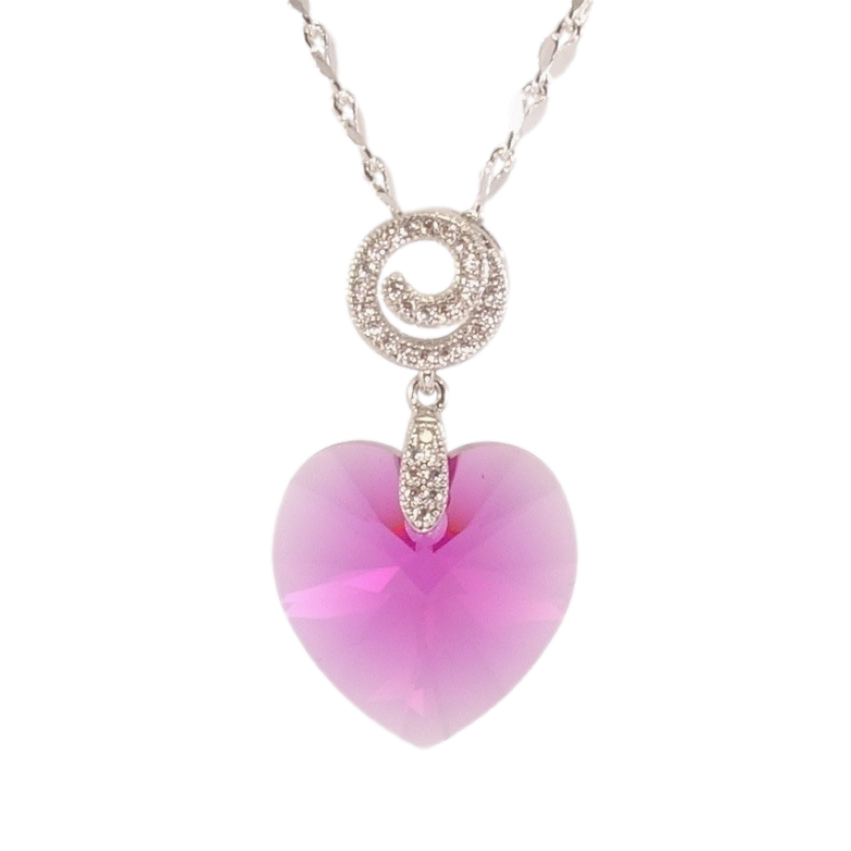 Кулон Xuping колір Родій з кр-ми Swarovski на ланцюжку Кристальне серце Shimmer довжина 39,5-44,5см х 2мм фото №1 Кулон Xuping колір Родій з кр-ми Swarovski на ланцюжку Кристальне серце Shimmer довжина 39,5-44,5см х 2мм фото №1