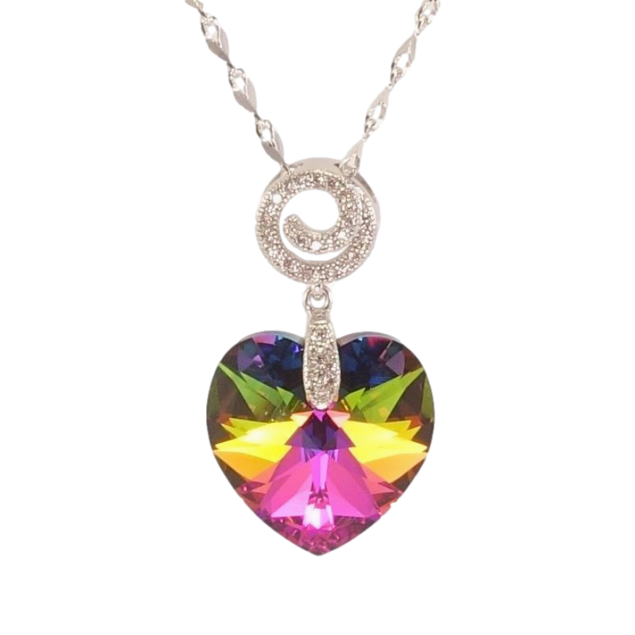 Кулон Xuping колір Родій з кр-ми Swarovski на ланцюжку Кристальне серце Vitrail Medium довжина 39-44см х 2мм фото №1