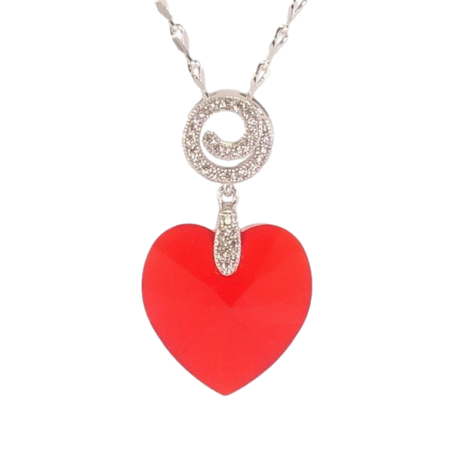 Кулон Xuping цвет Родий с кр-ми Swarovski на цепочке Кристальное сердечко Siam длина 39-44см х 2мм фото №1