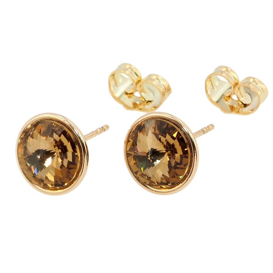 Сережки Xuping колір 18K з кристалами Swarovski пусети Кристал Topaz в ободковій оправі ø 10мм фото №1 Сережки Xuping колір 18K з кристалами Swarovski пусети Кристал Topaz в ободковій оправі ø 10мм фото №1