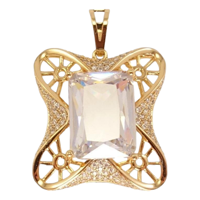 Кулон Xuping Позолота 18K Фигурный с граненным кристаллом и мелким цирконием фото №3