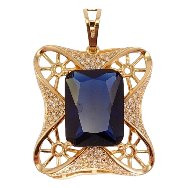 Кулон Xuping Позолота 18K Фігурний із синім граненим кристалом та дрібним цирконієм фото №17