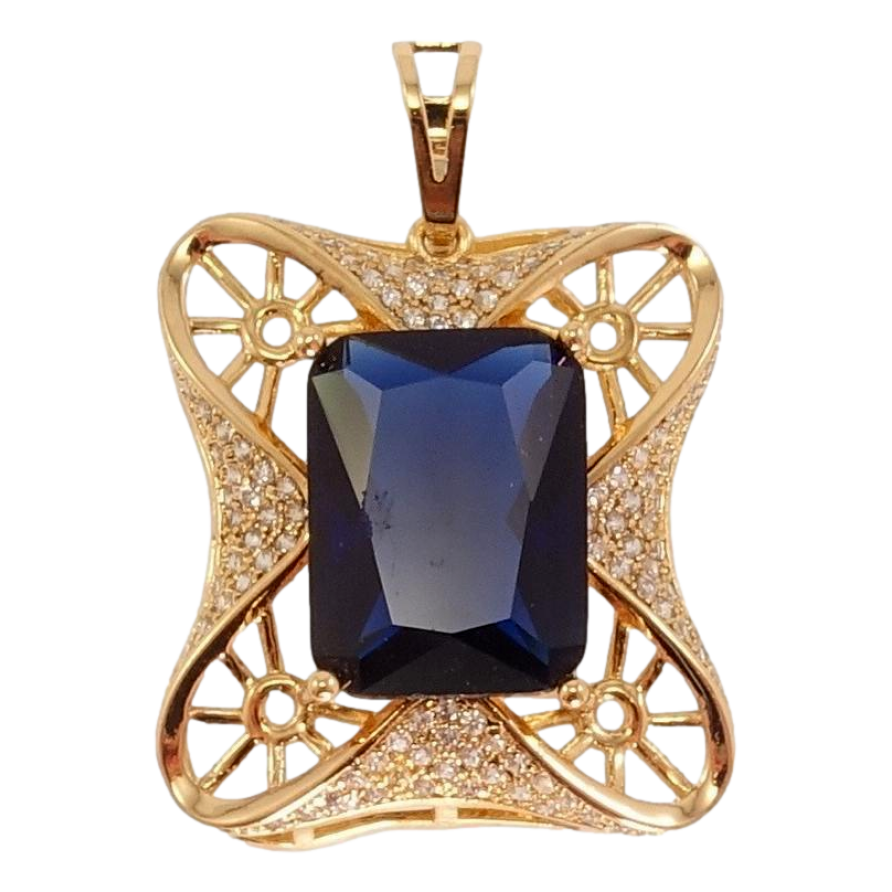 Кулон Xuping Позолота 18K Фігурний із синім граненим кристалом та дрібним цирконієм фото №1