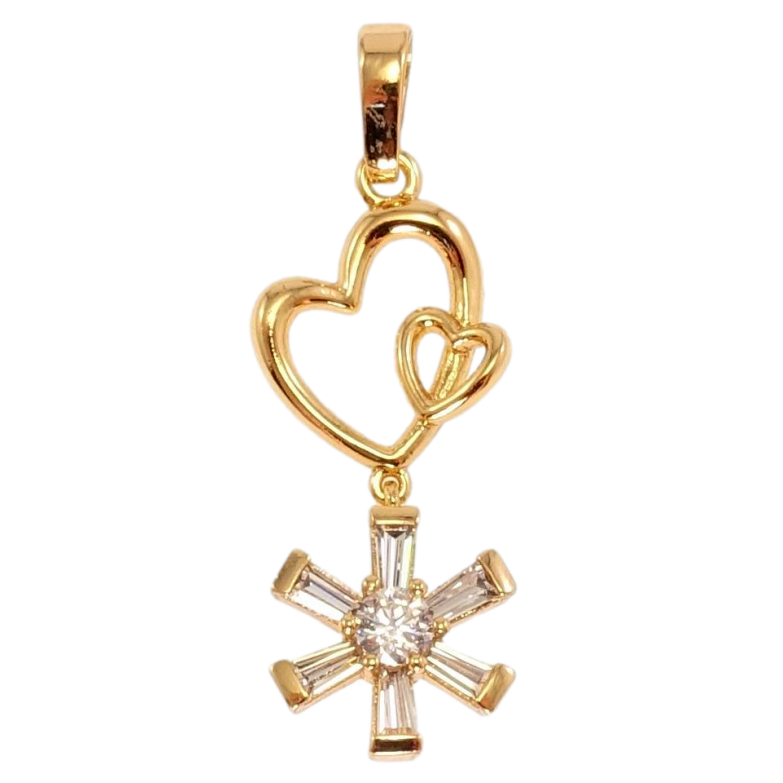 Кулон Xuping Позолота 18K Сердечки с кристальной звездочкой фото №1